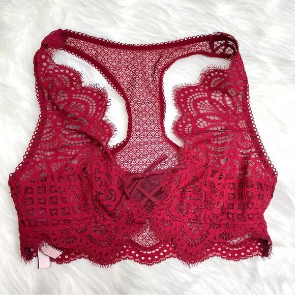 Victoria's Secret Other - Victoria’s Secret Burgundy Dream Angels Lace Racerback Bralette Size Small NWT